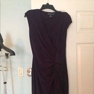Plum v-neck surplice cocktail dress.